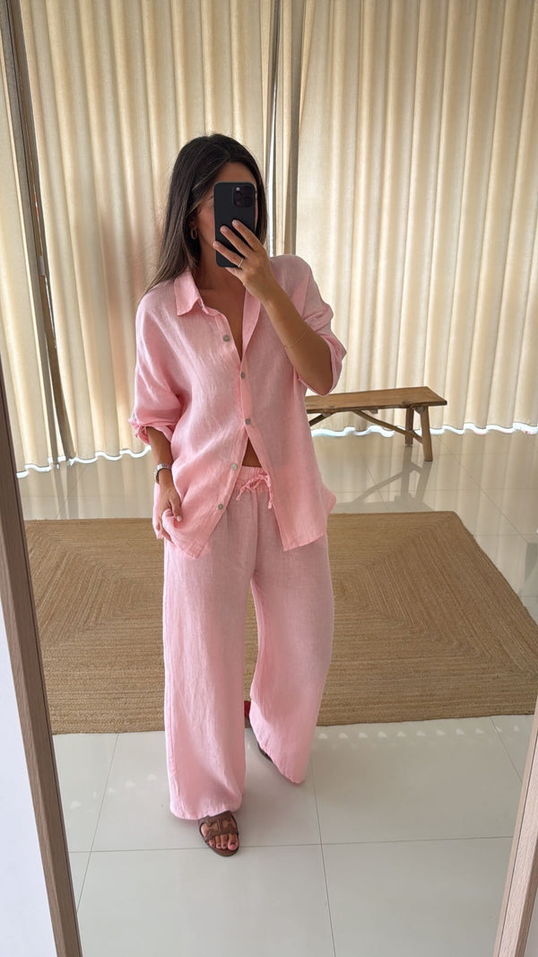 Conjunto linho rosa