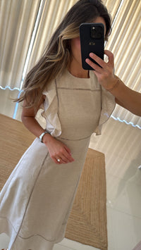 Vestido Linho Bege