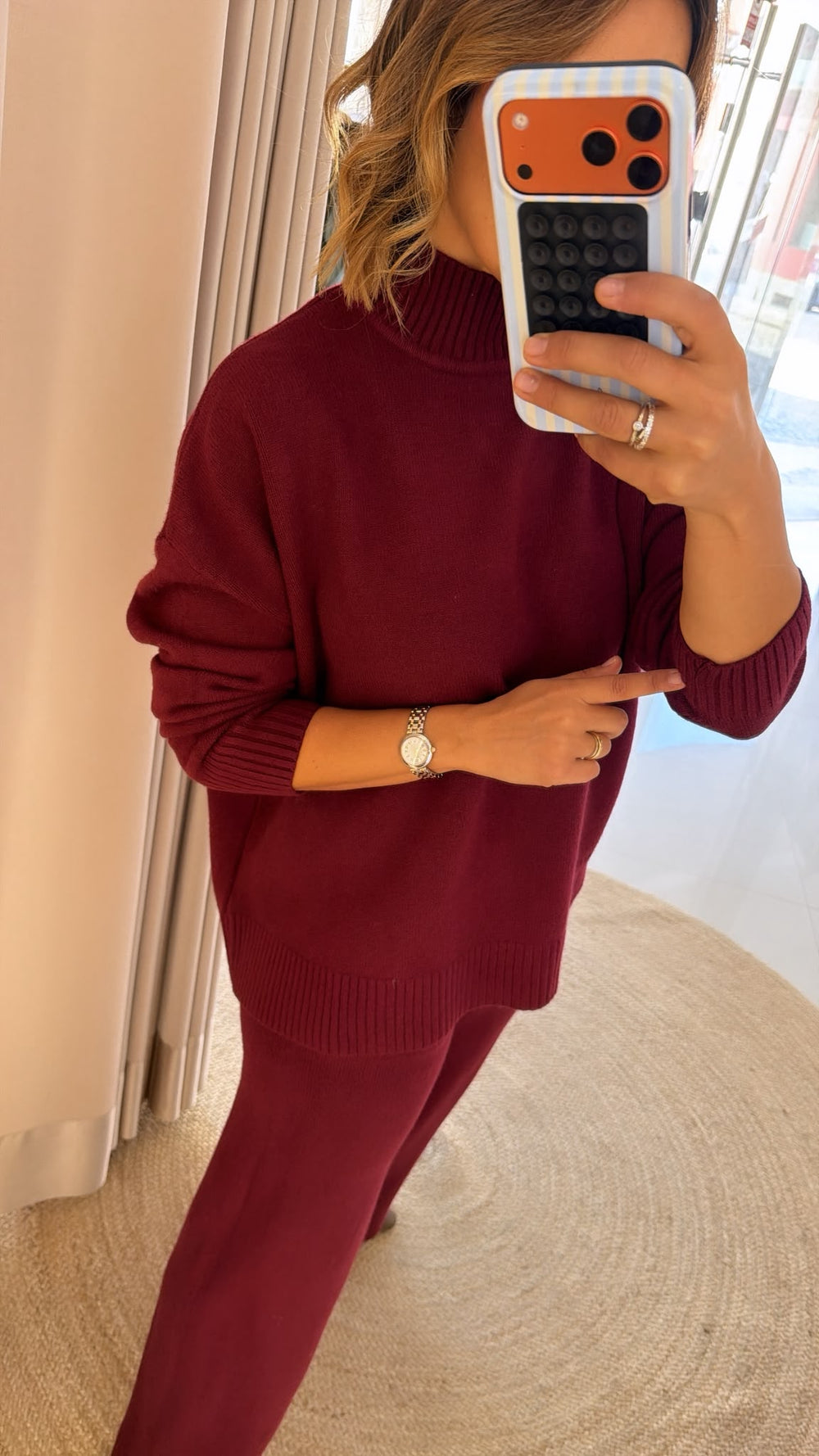 Conjunto de malha meia gola