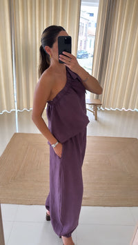 Conjunto top e calça bombacha roxo