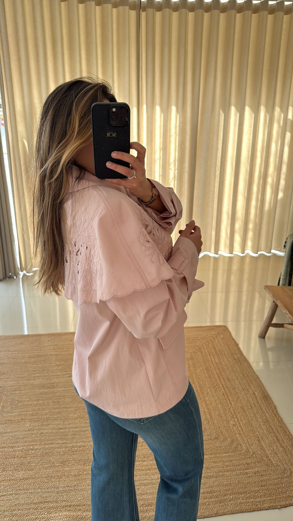 Gabardine bordada rosa