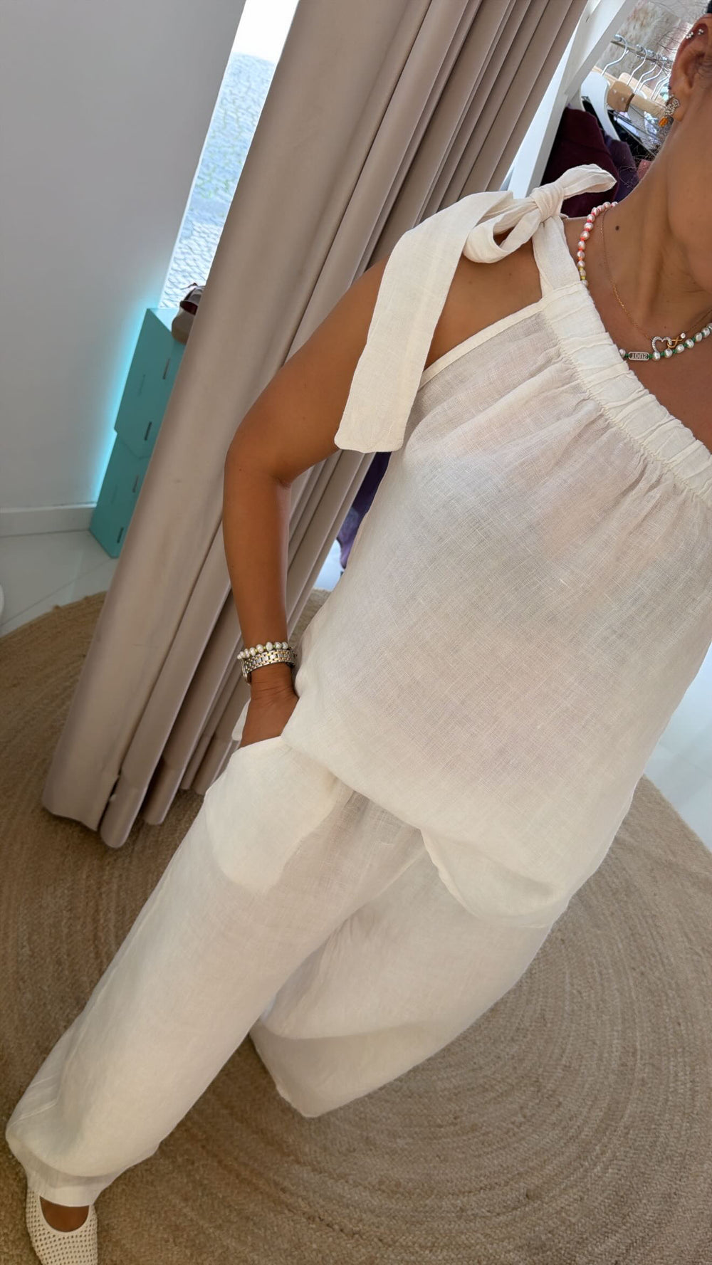 Conjunto de linho pérola