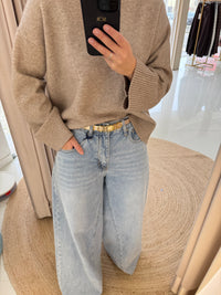 Camisola de malha bege