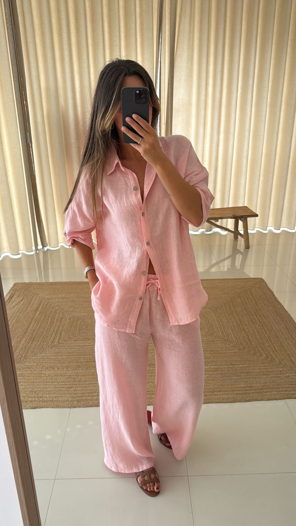 Conjunto linho rosa