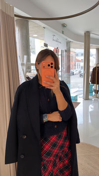 Sobretudo em mistura de lã Azul Marinho