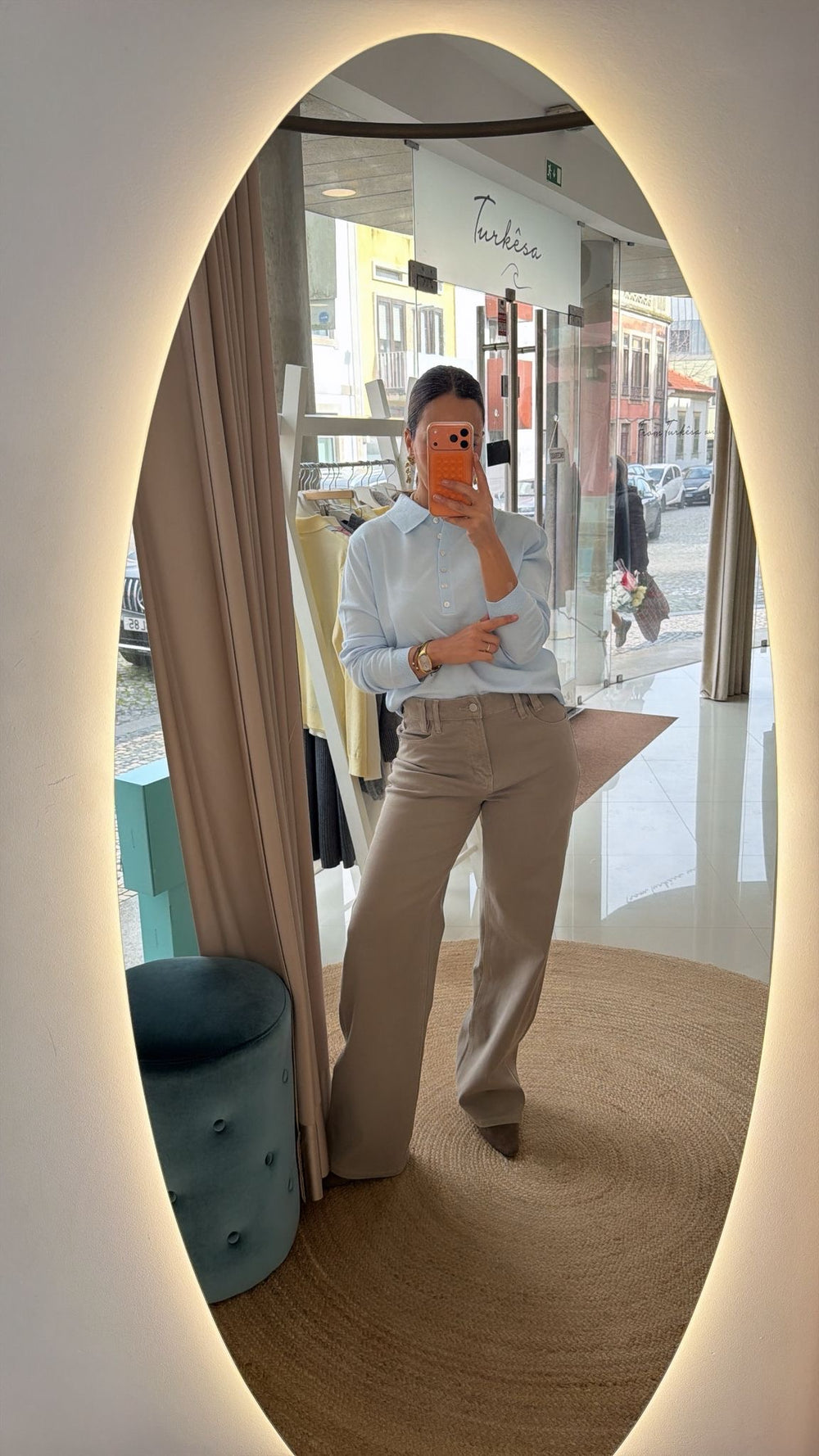 Calça de ganga taupe