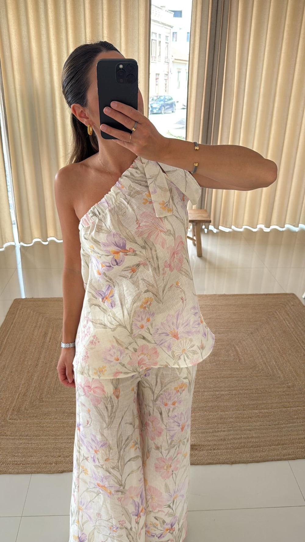 Conjunto linho top florido