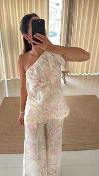 Conjunto linho top florido