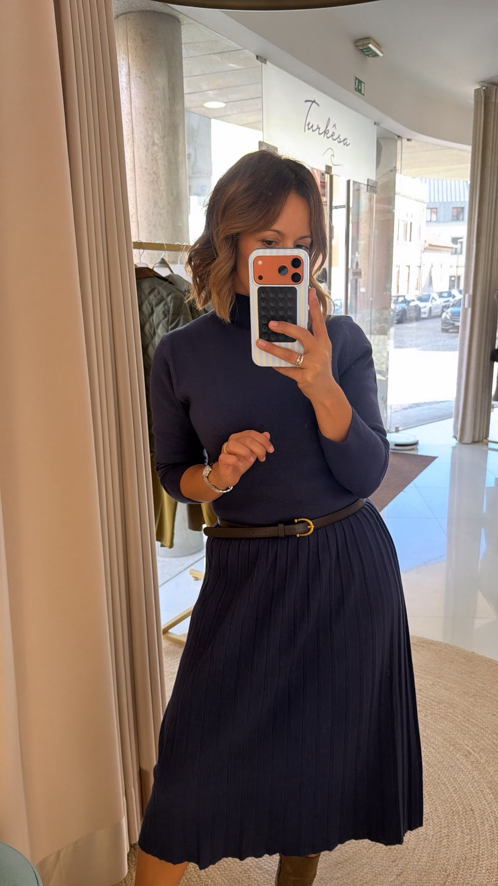 Vestido de malha plissado