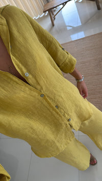 Conjunto de linho mostarda