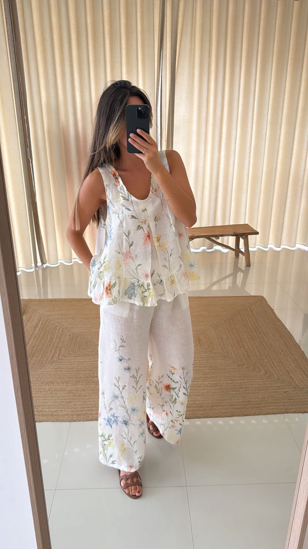 Conjunto de linho florido