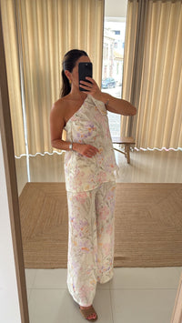 Conjunto linho top florido