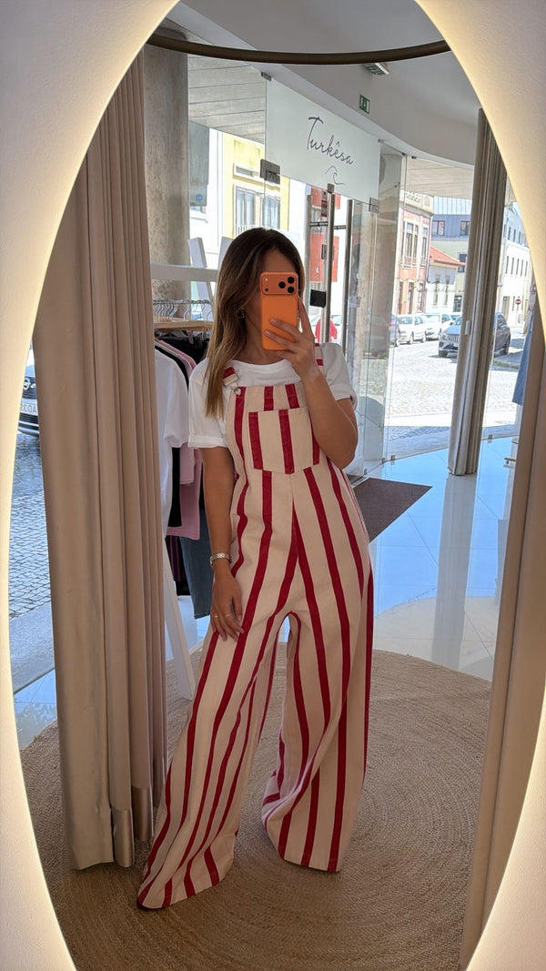 Jumpsuit Lumina riscas Vermelhas