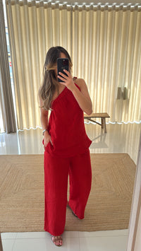 Conjunto de linho vermelho