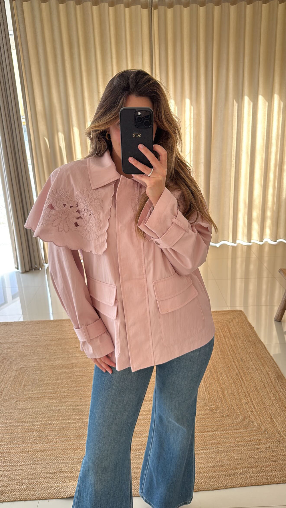 Gabardine bordada rosa