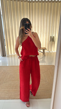 Conjunto de linho vermelho