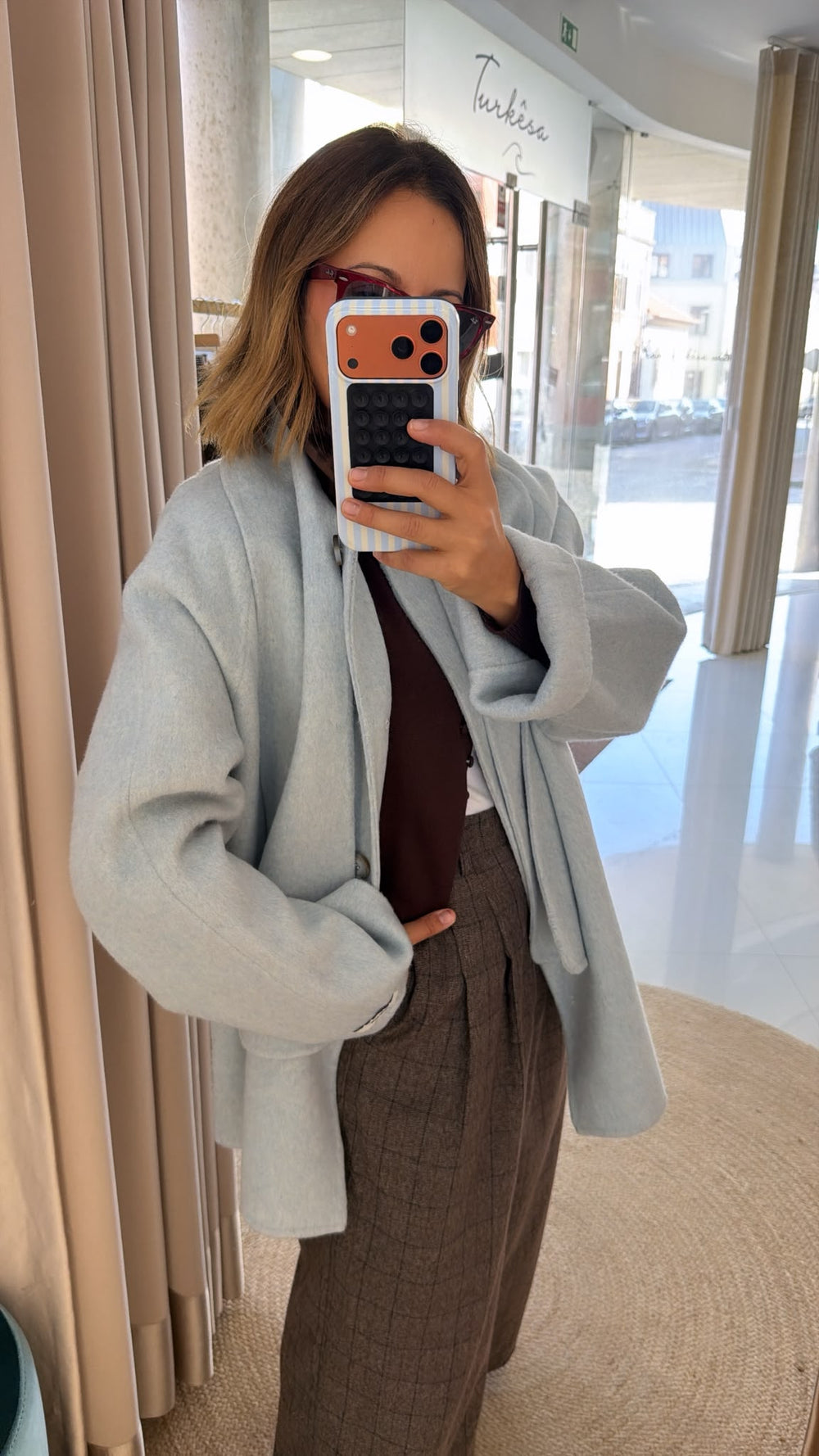 Casaco em Lã HandMade Azul bebé