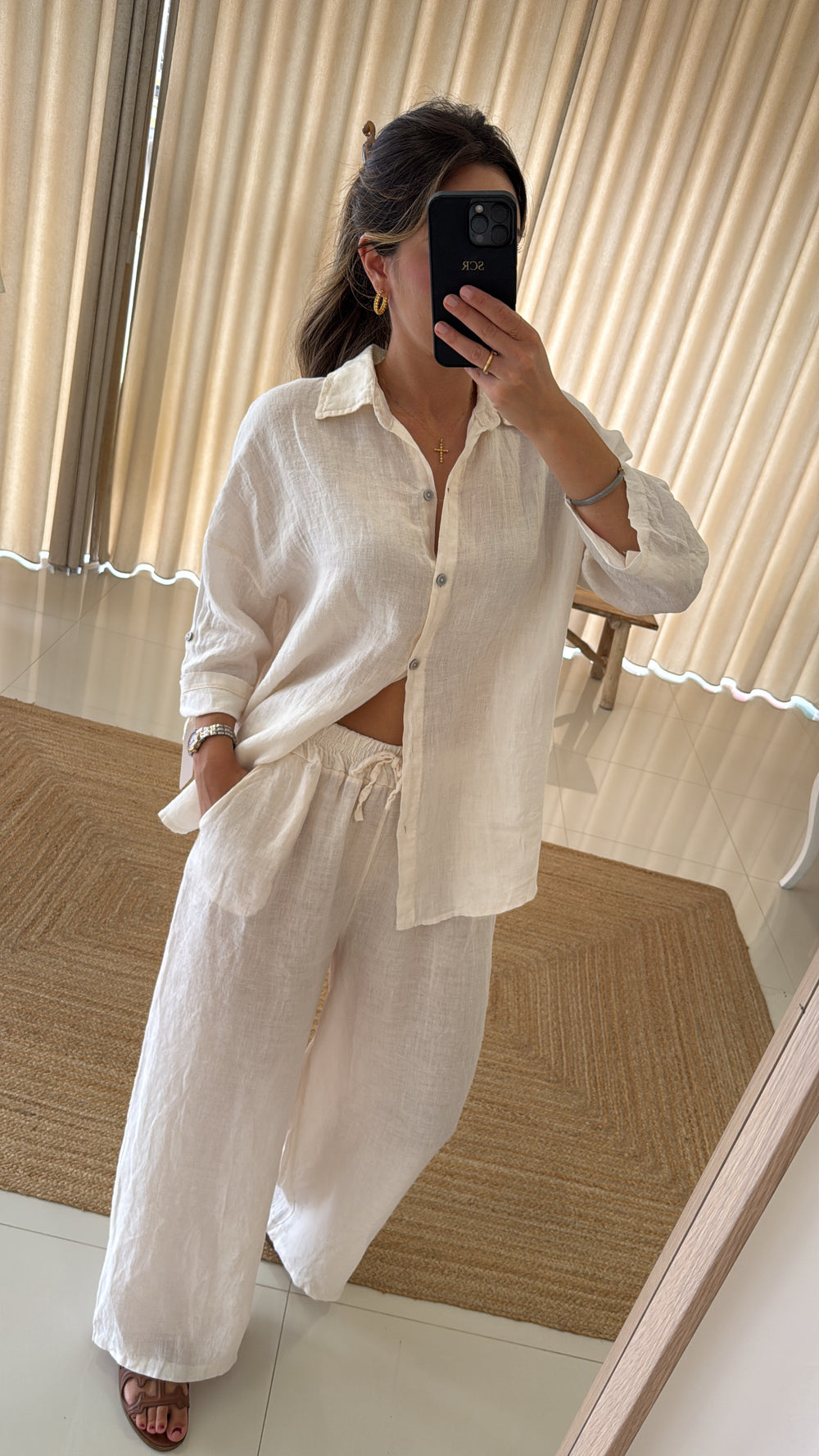 Conjunto de linho pérola