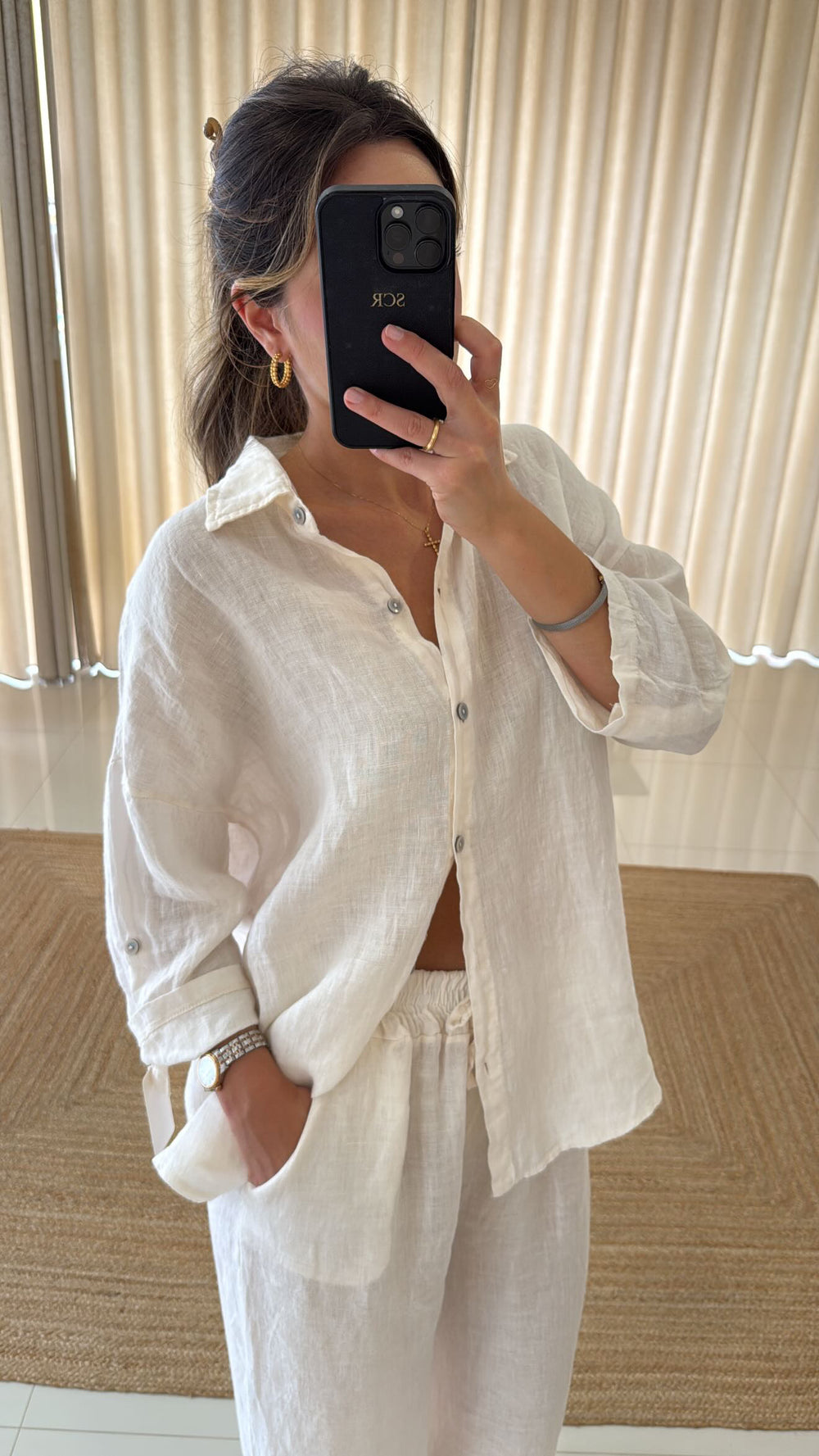 Conjunto de linho pérola