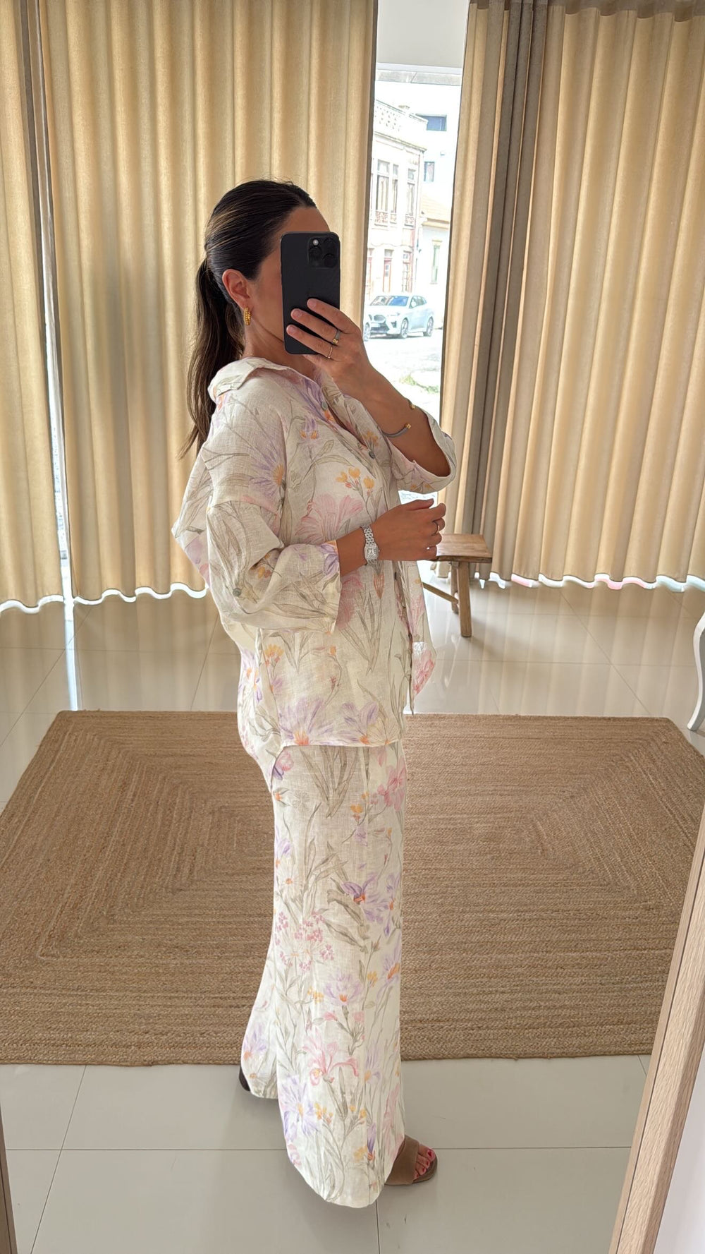 Conjunto de linho florido