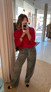 Calça padrão leopardo