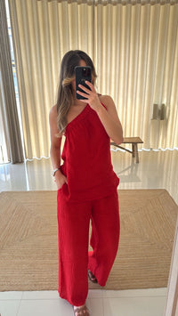 Conjunto de linho vermelho