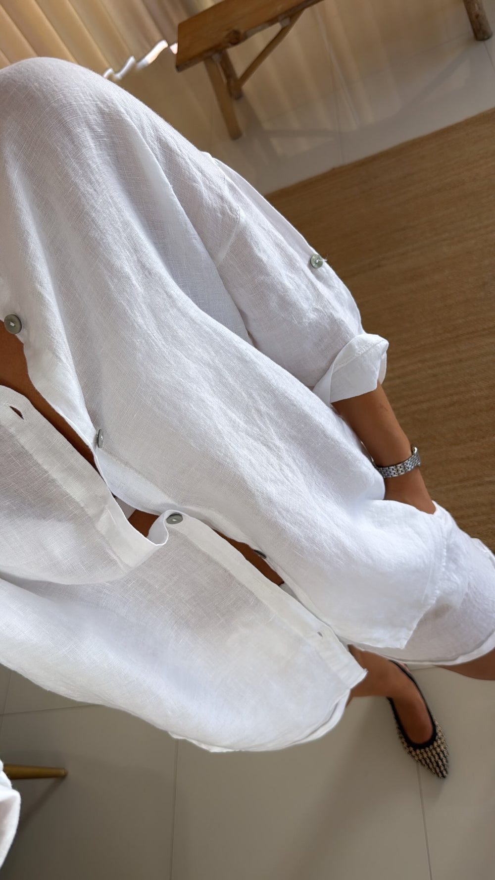 Conjunto linho calção branco