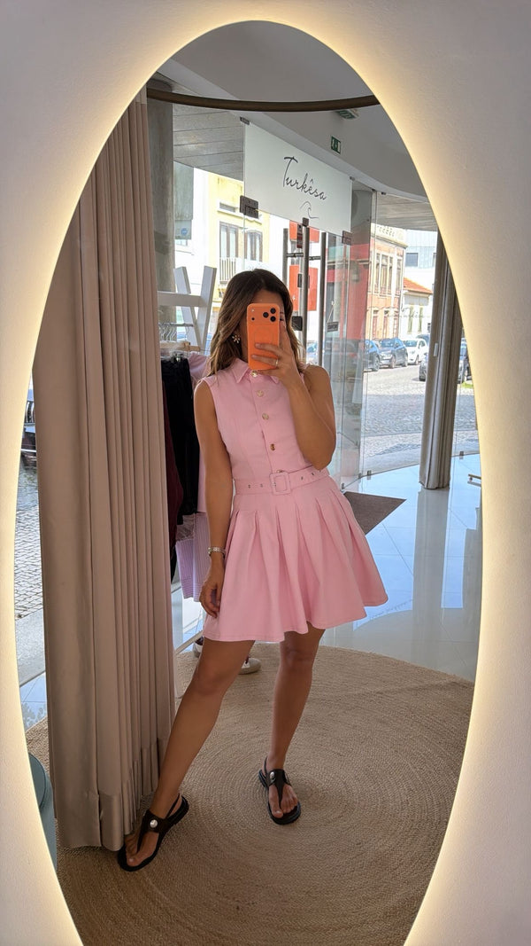 Vestido ganga rosa