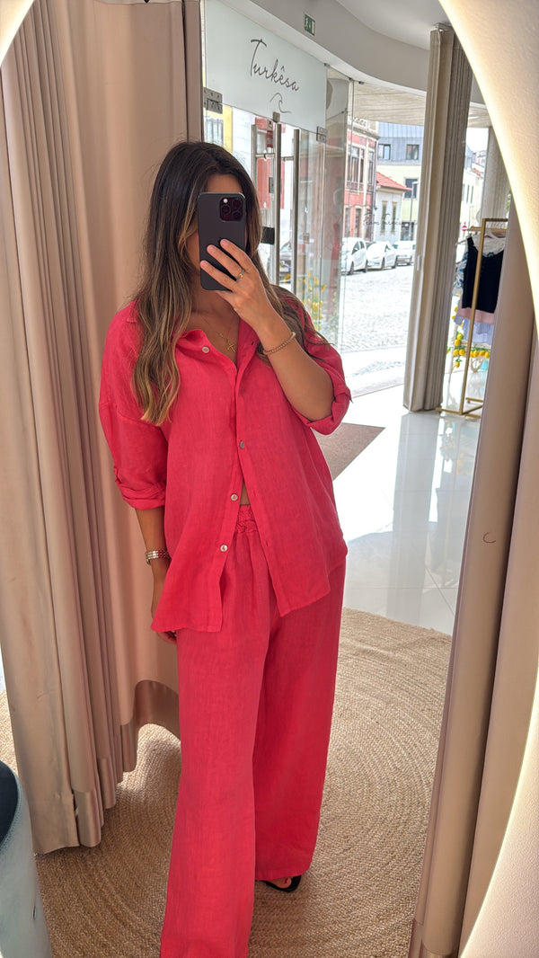 Conjunto de linho rosa