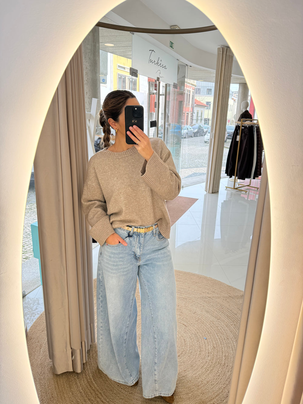 Camisola de malha bege