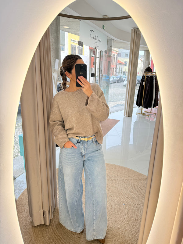 Camisola de malha bege