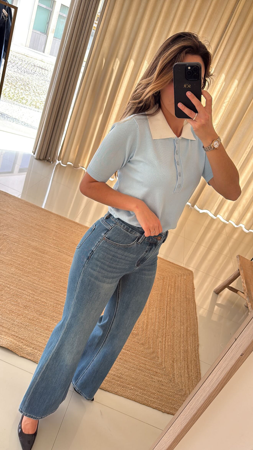 Calça de ganga Ti Amo
