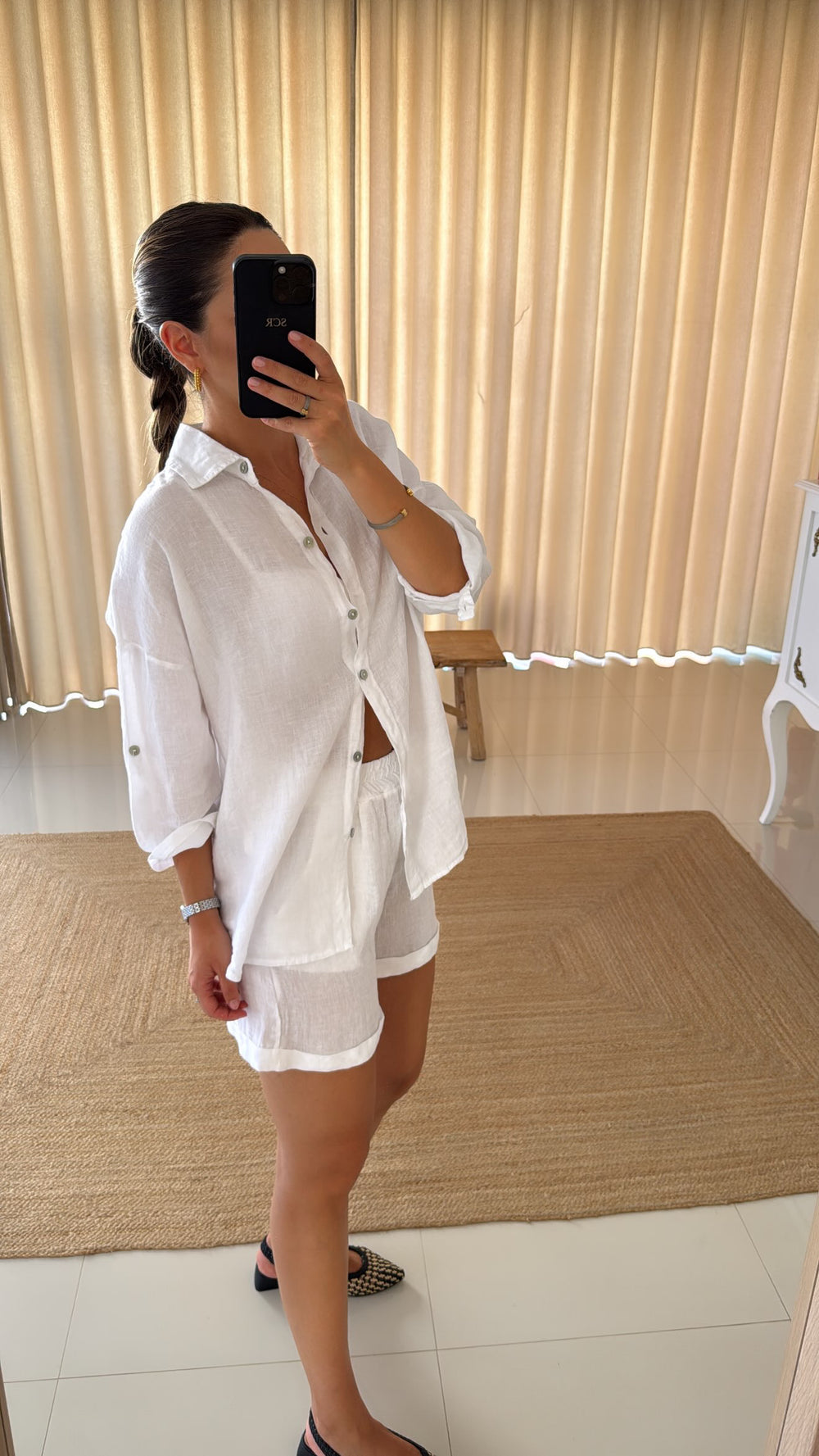 Conjunto linho calção branco