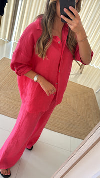 Conjunto de linho rosa