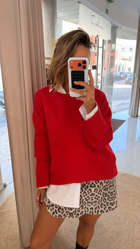 Camisola malha vermelha