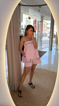 Conjunto de linho em rosa