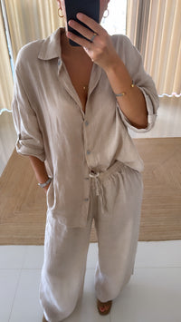 Conjunto de linho bege