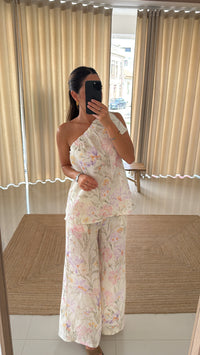 Conjunto linho top florido