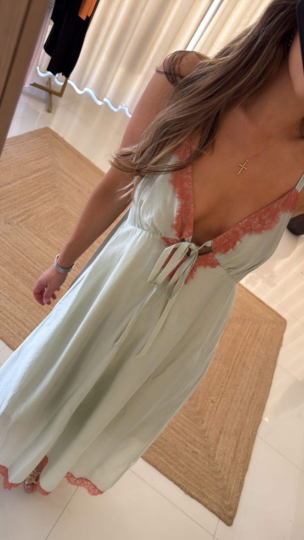 Vestido verde água renda