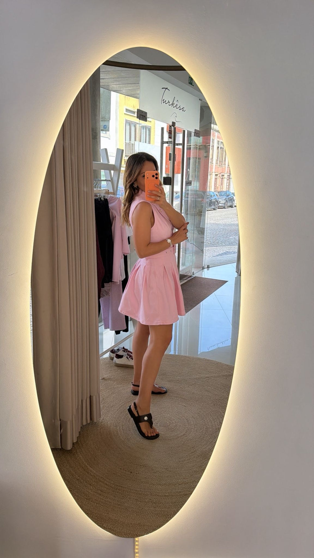Vestido ganga rosa