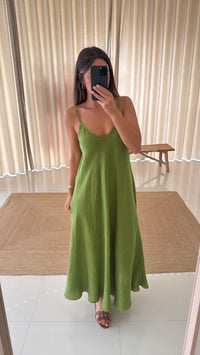Vestido de linho verde