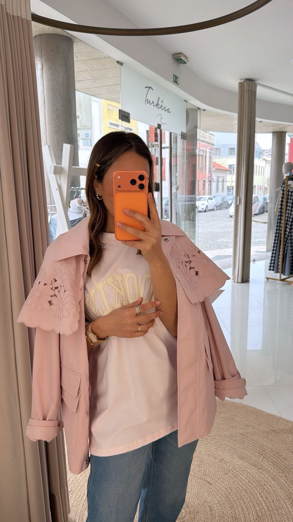 Gabardine bordada rosa