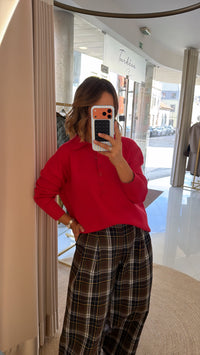 Calça Mochy xadrez castanho
