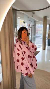 Parka Rosa Bolas vermelhas