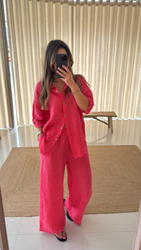 Conjunto de linho rosa