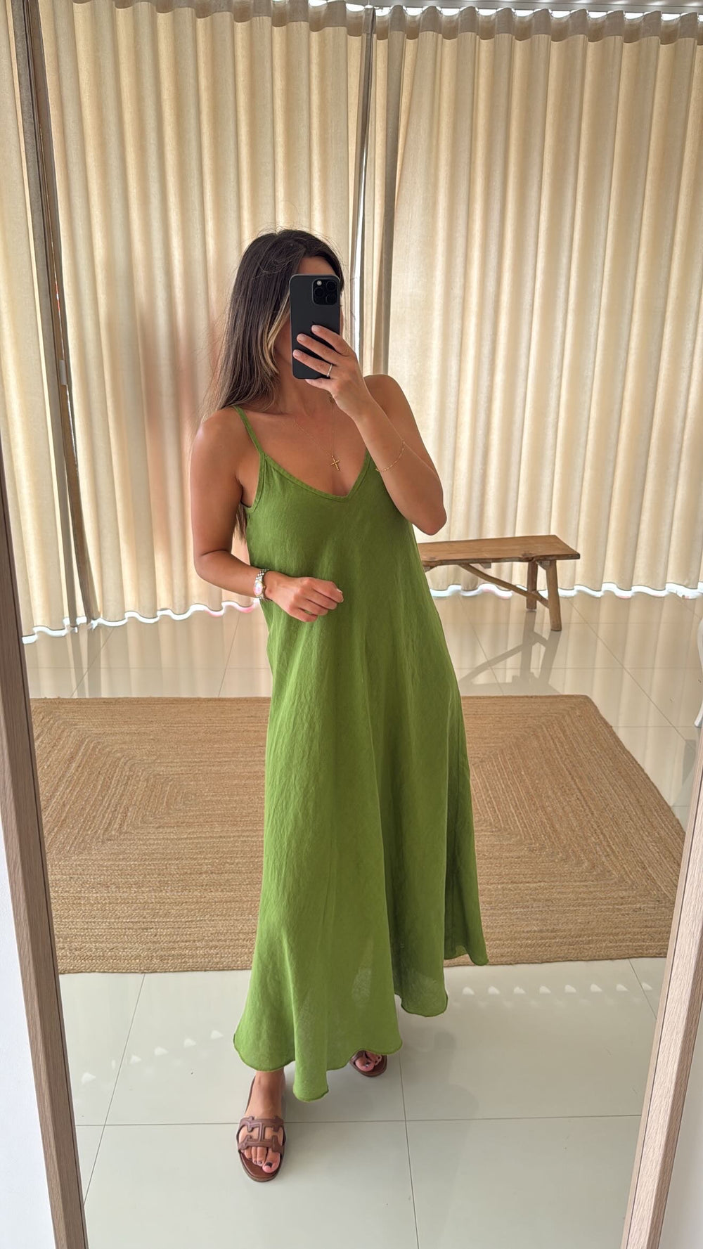 Vestido de linho verde