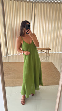 Vestido de linho verde