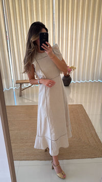 Vestido Linho Bege