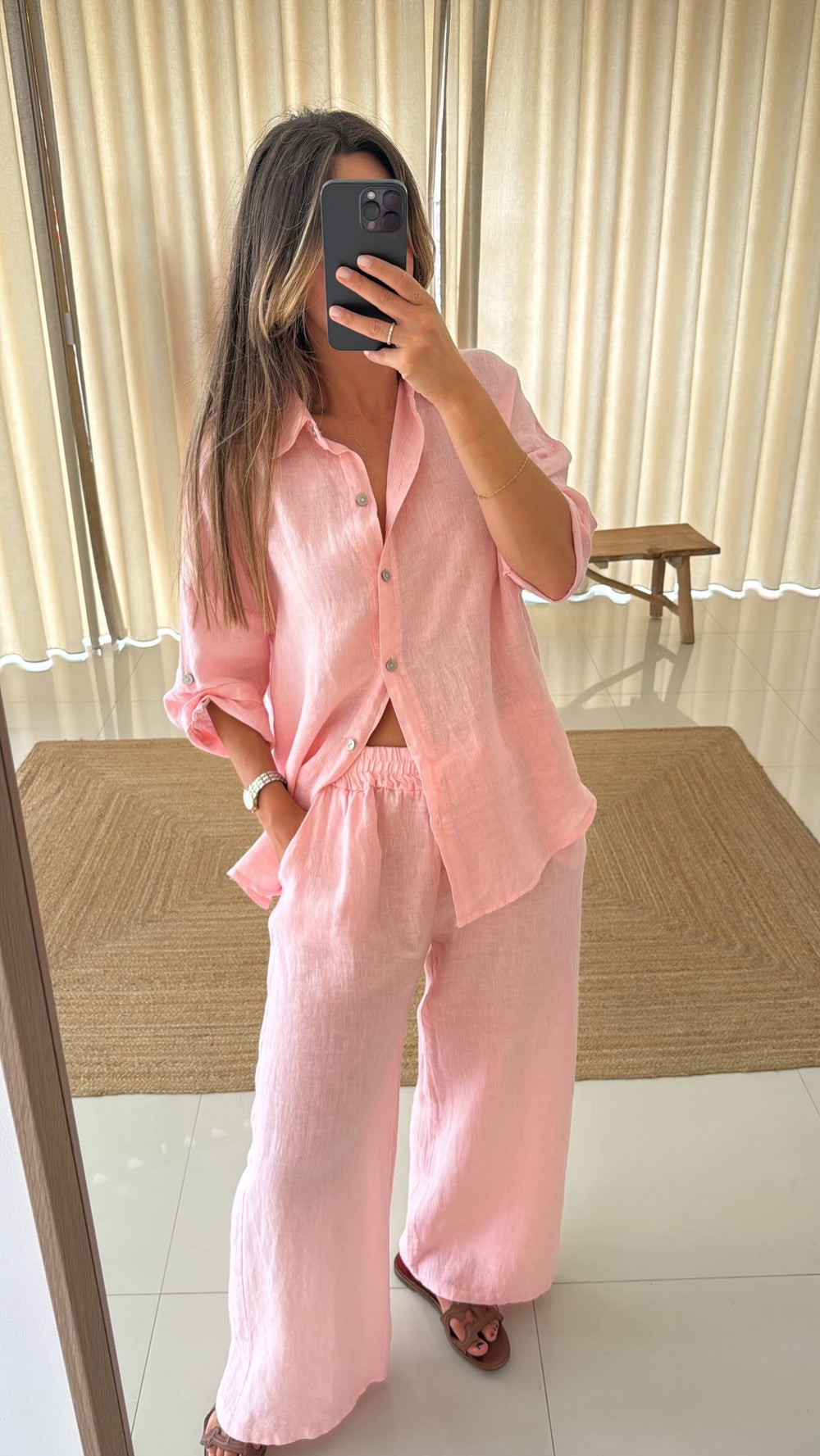 Conjunto linho rosa