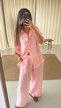 Conjunto linho rosa